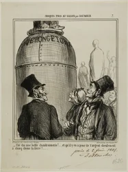 "- Yep... dit is wat ik noem een shplendid job.... en voor maar vijf sous per pond... krijg je echt waar voor je geld!," bord 7 uit Croquis Pris Au Salon par Daumier