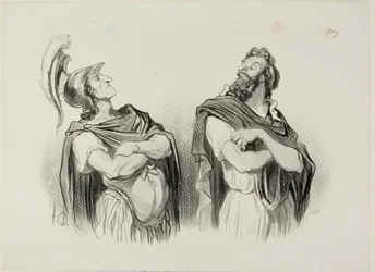 Achilles en Agamemnon. Achilles: "- En wat kan mij jouw Troje schelen!", plaat één uit Physionomies Tragiques