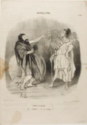 Diogenes en Alcibiades in het Odeon. "- Ah... het is modern.... wat een man!," plaat 121 van Actualités