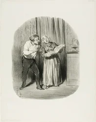 Nadeel van het trouwen met een vrouw met een zogenaamd artistiek talent, plaat 77 uit Les Bons Bourgeois