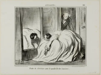 Studie van eerbied voor de quadrille van de lansiers, plaat 380 uit Actualités