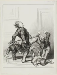 De invloed van het Vredescongres. "Oh jullie schurken, jullie vechten weer... jullie weten nog steeds niet dat de mens in vrede moet leven en meester over zichzelf moet zijn," plaat 8 uit Actualités