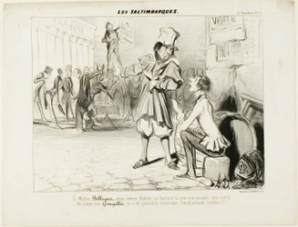 De Mountebanks. "- Oh Maître Bilboquet, we hebben het gehad... deze clowns zullen onze show stelen! Maak je geen zorgen, Gringaillet, ze zijn geen concurrentie, het zijn gewoon komieken!" van Les Saltimbanques