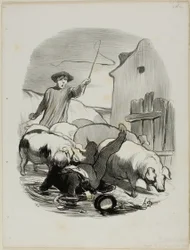 Het gevaar gevangen te worden in een steile achtervolging, plaat 12 van Pastorales