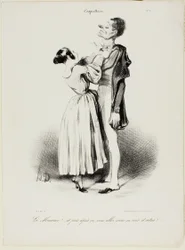 "Daar ben je dan, mijn liefste.... en nu ga je vast achter andere meisjes aan....," plaat 1 van Coquetterie