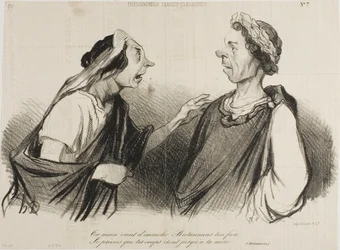 "Uw hand komt om Britannicus, uw broer, te doden. Ik voorzie dat uw slagen spoedig uw moeder zullen treffen," plaat 7 uit Physionomies Tragico-Classiques