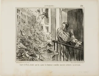 Gezicht op de straten van Parijs na de opvoering van de beroemde moralistische komedie "La Bourse", plaat 330 uit Actualités