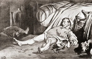 Le Massacre de la rue Transnonain, van de lithografie door Honore Daumier, uit The Print-Collector