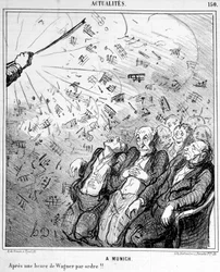 Cartoon over de muziek van Wagner - door Honoré Daumier