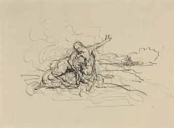 Centaur Carrying Off a Woman (pen en zwarte inkt met was over krijt op geschept papier)