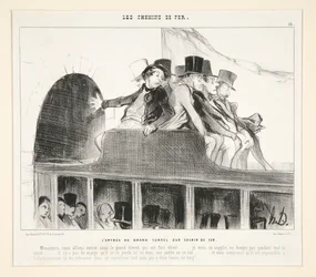 De ingang van de grote spoortunnel, uit ‘Les Chemins de Fer’, in Le Charivari, 22 maart 1844
