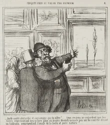 Schets gemaakt op de Salon door Daumier, nr. 6: Kijk eens wat een gedegenereerde en corrupte wereld waarin we leven...