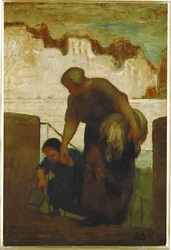 De wasvrouw (olieverf op doek)