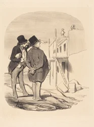 Twee mannen te midden van ruïnes