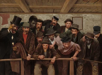 Nadering van de afloop bij het hanengevecht, 1879