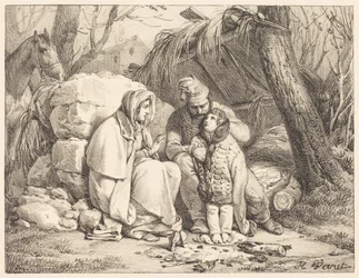 Gekampeerde familie van een soldaat