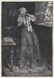 Marie Antoinette in de gevangenis in de Toren van de Tempel