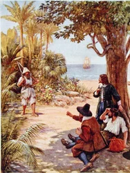 Crusoe Verschijnt voor de Kapitein van het Schip, illustratie voor 