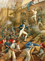 Nelson aan boord van de San Nicolas