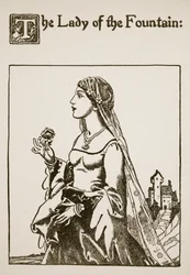 De Dame van de Fontein, illustratie uit Het Verhaal van Sir Launcelot en zijn Metgezellen, 1907