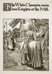 De Witte Kampioen ontmoet twee Ridders bij de Molen, illustratie uit 