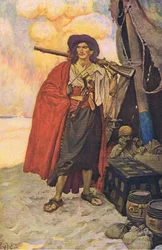 De kaper was een schilderachtige kerel, uit Howard Pyles Book of Pirates gepubliceerd door Harper & Bros, 1921