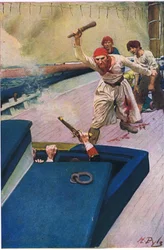 Het echte gevecht begon, uit Howard Pyles Book of Pirates gepubliceerd door Harper & Bros, 1921