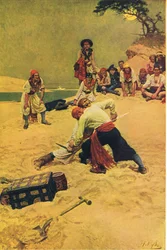 Wie zal kapitein zijn, uit Howard Pyles Book of Pirates gepubliceerd door Harper & Bros, 1921