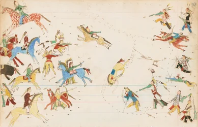 Een Gevecht Tussen de Crow en Cheyenne Stammen, 1874-75