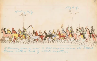 Terugkeer van een overval naar Oud-Mexico over de Staked Plains met een kudde gestolen vee, 1874-75