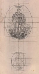 Ontwerp voor een medaille: figuur van de Maagd