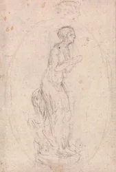 Ontwerp voor een medaillon: figuur van een vrouw