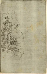 Studie voor Lucains "La Pharsale", Canto I, Staande vrouwenfiguur met kroon