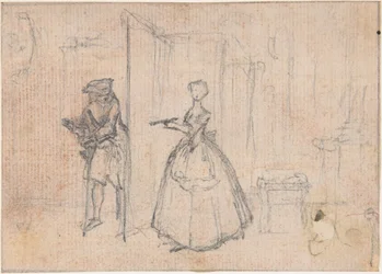 Studie voor «Haar oom bedriegen», geëtste vignette in «Liederen in de opera Flora»