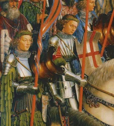 Detail van De Ridders van Christus, van de linkerzijde van het Gentse Altaarstuk (detail)