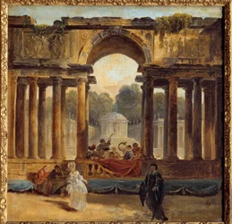 Dans en concert in een park. Schilderij door Hubert Robert. 18e eeuw. Amiens, Musée de Picardie