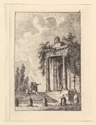 De trap met de vier grenspalen