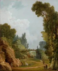 De rustieke brug, Château de Méréville, Frankrijk