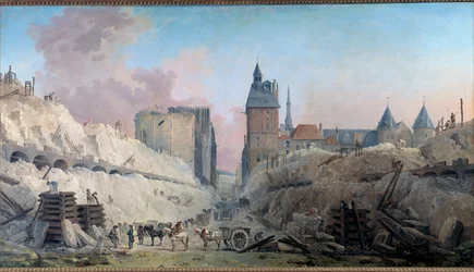 De sloop van de huizen van de Pont au Change in 1788. Schilderij door Hubert Robert (1733-1808) 1788. Parijs, Musée Carnavalet