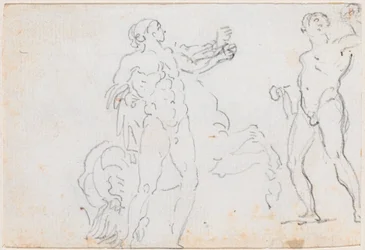 Twee Studies van het Standbeeld van Alexander en Bucephalus [verso]