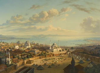 Constantinopel vanaf de brandtoren van Beyazit