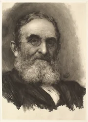 Portret van een bebaarde man met bril