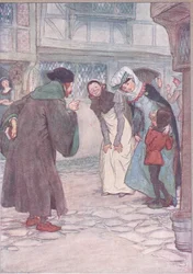 Kom op, kerel, antwoord je meester, wees niet bang, illustratie uit The Merry Wives of Windsor, 1910