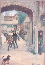 "Meester Slender laat de jongens spelen", illustratie uit 