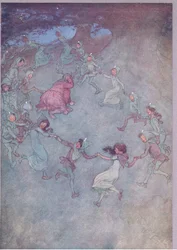 Laat ze hem dan allemaal omringen, illustratie uit The Merry Wives of Windsor, 1910