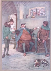 Deze brief aan Mevrouw Page en jij deze aan Mevrouw Ford, illustratie uit The Merry Wives of Windsor, 1910