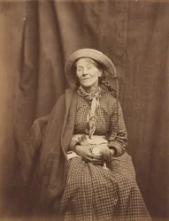 Vrouw met dode vogel, Surrey County Asylum, c. 1855 (foto)