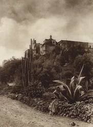 Mexico: Kerk van Tepepam (z/w foto)