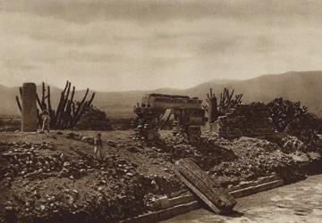 Mexico: Ruïnes van Mitla, staat Oaxaca (z/w foto)
