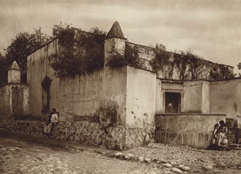 Mexico: Tlacopan, de buitenwijken van de hoofdstad Mexico (z/w foto)